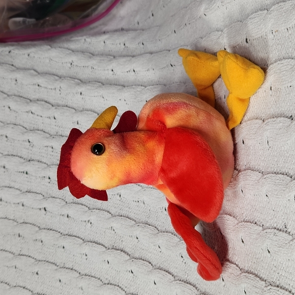 🕸Vintage Ty Beanie Baby Strut The Tie Dye Rooster 1996 P.E. Pellets - Picture 5 of 12